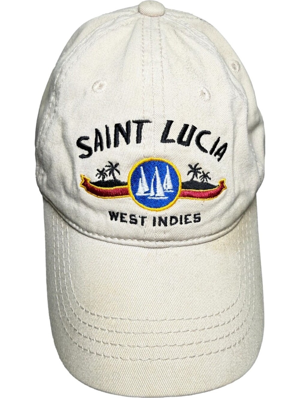 VTG St. Lucia West Indies Hat Ahead Cap Sailing Caribbean Island Life Sailboat
